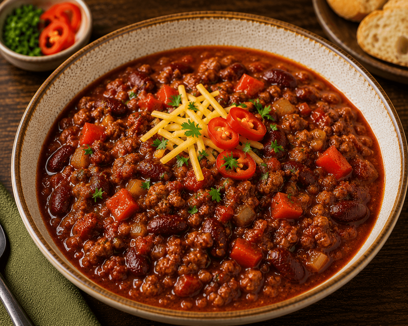 „Chili con Carne“ klassisch mit Rinderhack und Bohnen